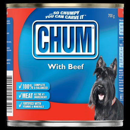 CHUM DOG FOOD CANS BEEF 700G PER CAN