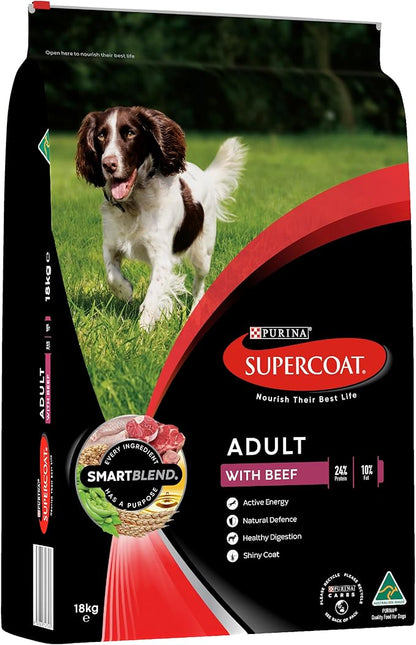 SUPERCOAT DOG FOOD ADULT WITH BEEF 20KG