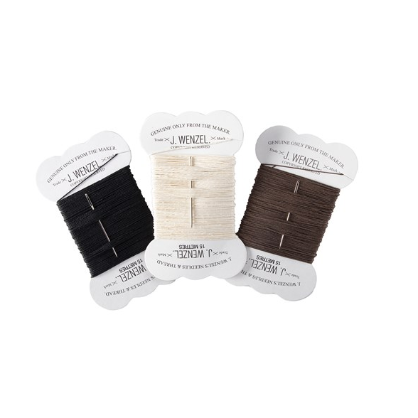 BRAIDING THREAD W/NEEDLE 15MT BROWN, WHITE, BLACK