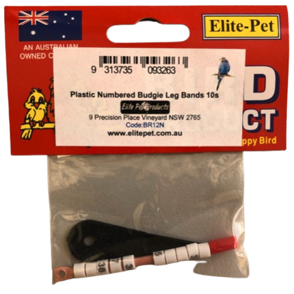 PLASTIC NUMBERED BUDGIE LEG BANDS 10S