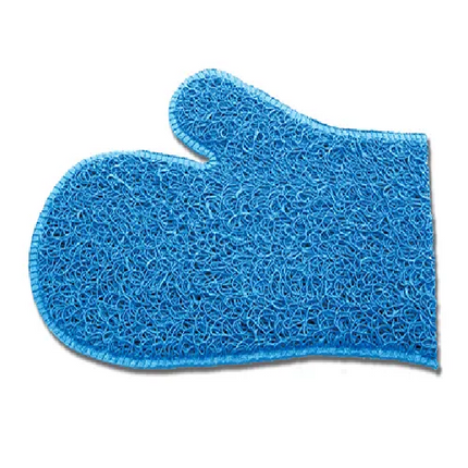 PVC GROOMING MITT BLUE