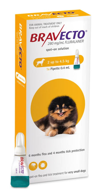 BRAVECTO SPOT ON DOG 2- 4.5KG YELLOW