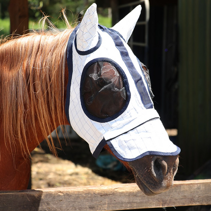 FLY MASK WITH EARS - WHITE COB