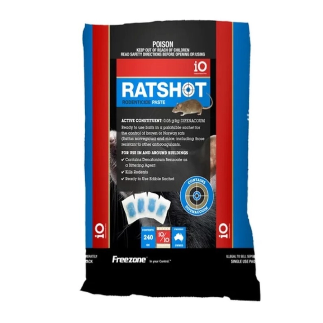IO RATSHOT PASTE 240GM BLUE DIFENACOUM