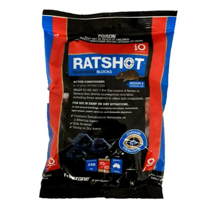 IO RATSHOT BLOCKS 250GM BLUE DIFENACOUM