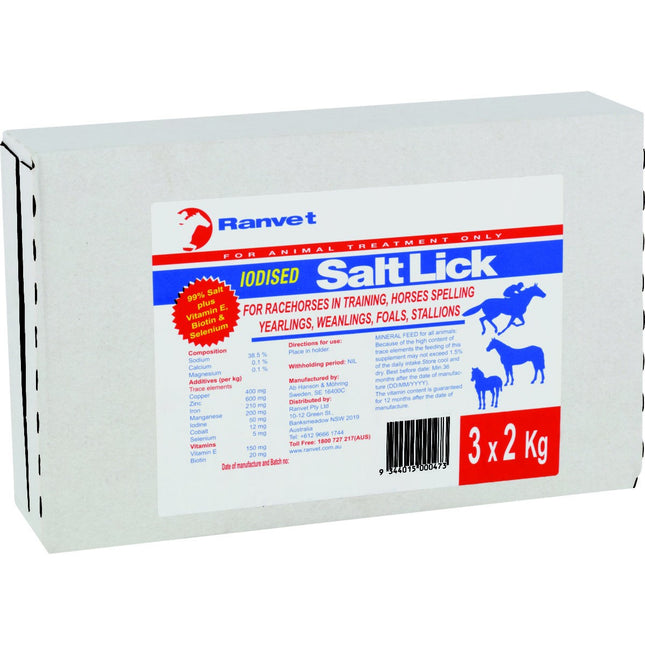 RANVET SALT LICKS (IODISED) 3X2KG