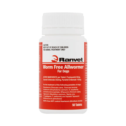 RANVET ALL WORMER SMALL DOG 1TAB 10KG