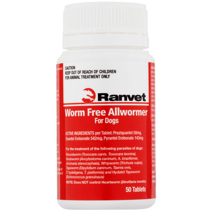 RANVET ALL WORMER LARGE DOGS 25 X 25KG