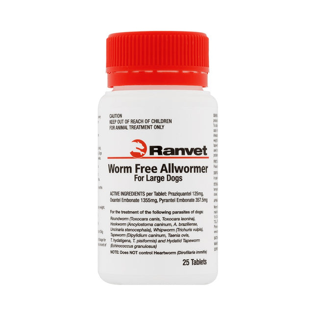 RANVET ALL WORMER LARGE DOGS 1 TAB 25KG