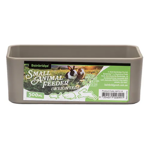 SMALL ANIMAL FEEDER BOWL - RECTANGULAR BROWN