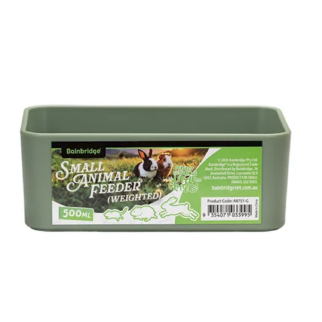 SMALL ANIMAL FEEDER BOWL - RECTANGULAR GREEN
