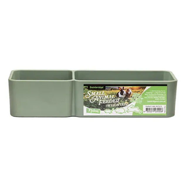SMALL ANIMAL FEEDER BOWL DOUBLE - RECTANGULAR GREEN